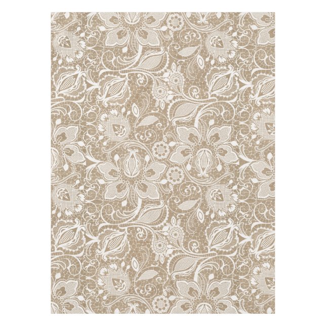 Toile de jute et nappe florale de dentelle (Devant)