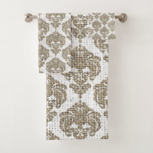 Toile de jute rustique et damas royal blanc glamou