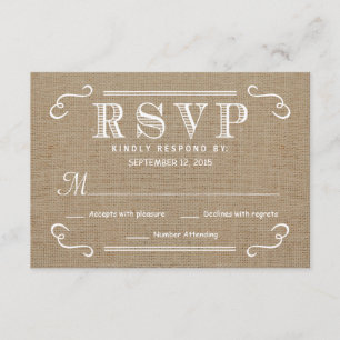 Toile de jute rustique Tan de RSVP et réponse