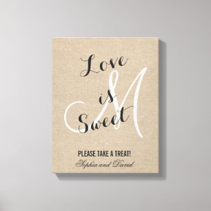 Toile de lin rustique Mariage Monogramme LOVE est