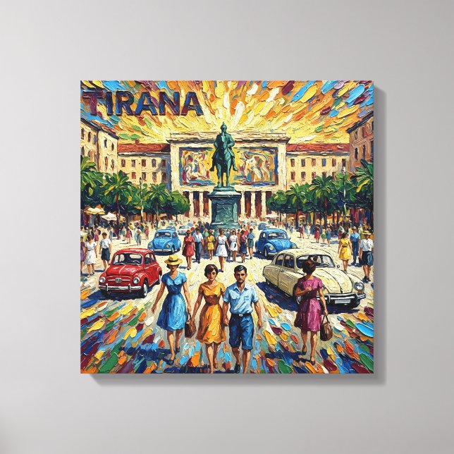 Toile de luxe représentant la place de Tirana enso (Recto)