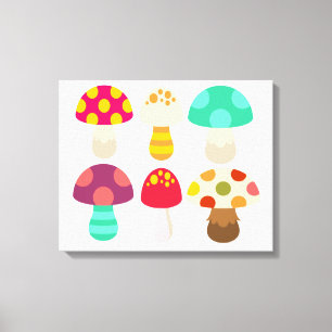 Toile De mignons champignons colorés