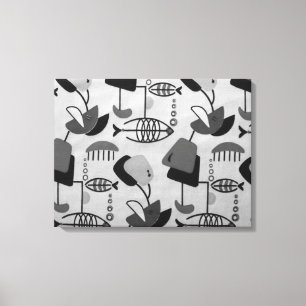 Toile de Motif atomique noir et blanc