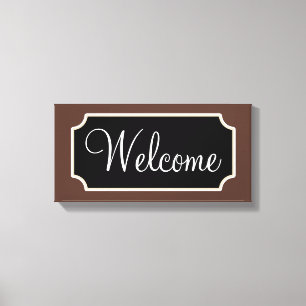 Toile de panneau de bienvenue marron