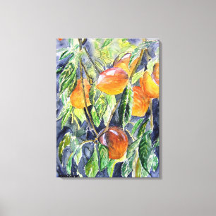 Toile de pêches de fruit toujours peinture d'aquarelle
