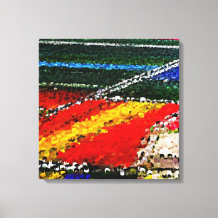 Toile de peinture de champ à fleurs multicolores