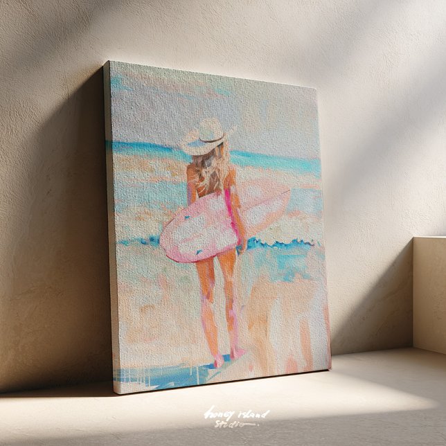 Toile de peinture de surf de Cowgirl côtière (coastal cowgirl, surf art, western decor, beach wall art, boho coastal, cowgirl chic, surf aesthetic)