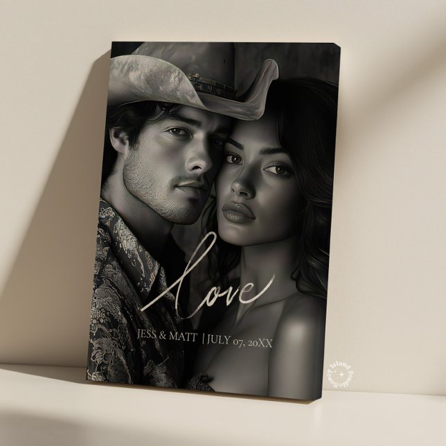 Toile de photo de mariage calligraphie élégante am (Love elegant calligraphy wedding photo canvas)