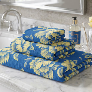 Toile de pivoine bleue et jaune - Décor de campagn