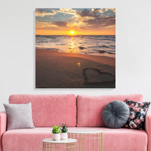 Toile de plage au coucher du soleil Horizon océan