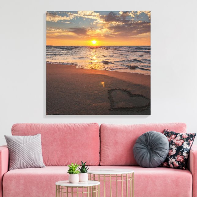 Toile de plage au coucher du soleil |Horizon océan (Insitu(Salon))
