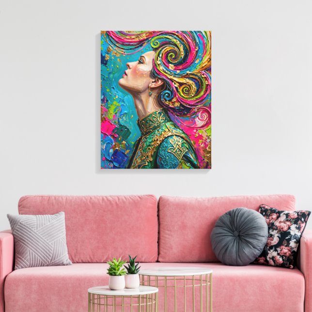 Toile de profil de reine coloré expressionniste (Insitu(Salon))