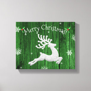 Toile de rennes de Noël rustique vert Imprimer