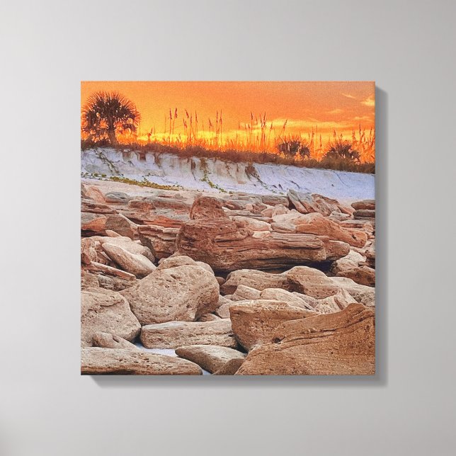 Toile de rivage océanique coucher de soleil (Recto)