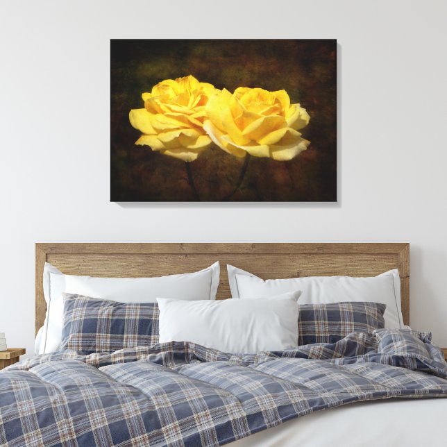 Toile de roses jaunes texturée Imprimer (Insitu(Chambre))