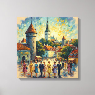 Toile de tableau artistique de la place de la viei