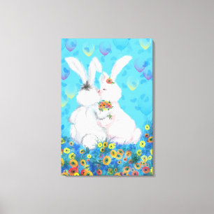 Toile de toile douce amour Couple Lapin