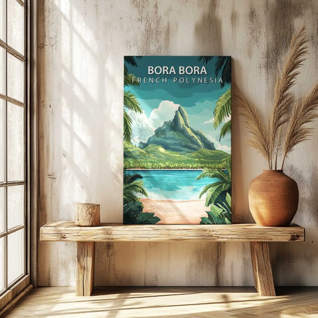 Toile de voyage Bora Bora Polynésie française (Bora Bora French Polynesia Travel Poster Canvas by TinkPrints.)