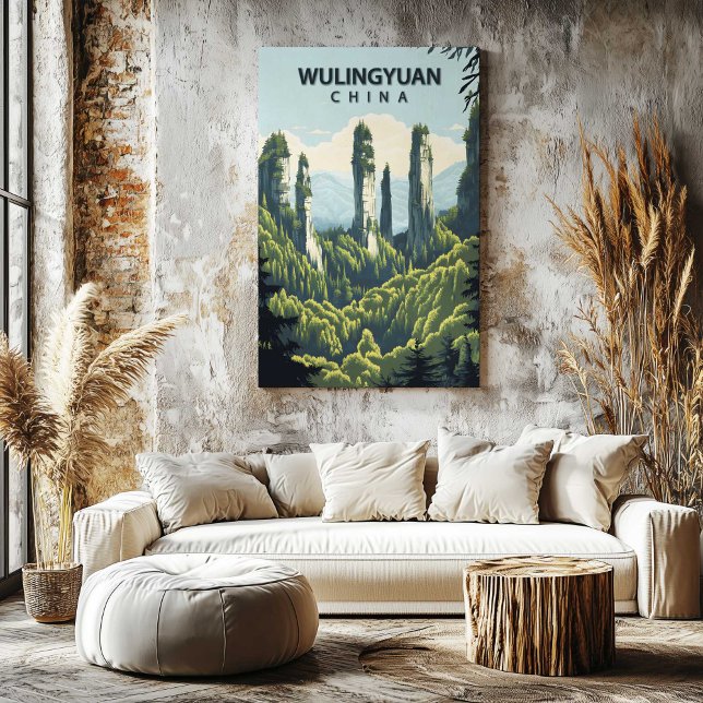 Toile de Wulingyuan Chine Impression d'art de post (Wulingyuan China Canvas Print Travel Poster Art by TinkPrints
)