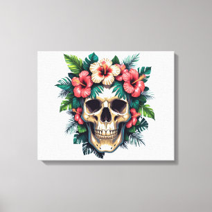 Toile Décay tropicale : Fleur et os