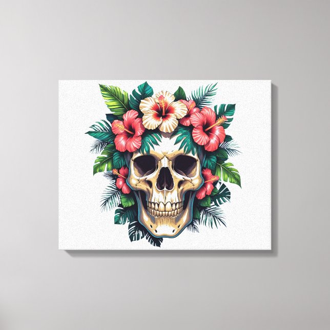 Toile Décay tropicale : Fleur et os (Recto)