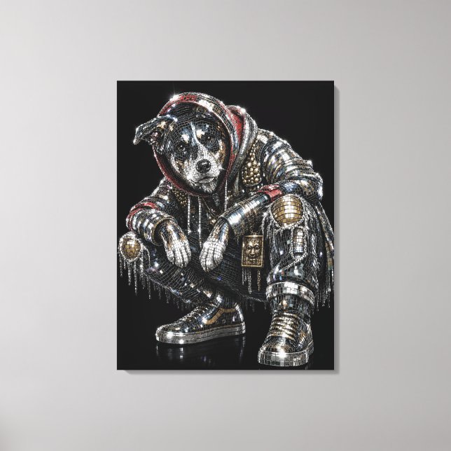 Toile déco Chien Disco – Mosaïque moderne de chiot (Recto)
