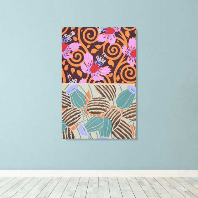 Toile Décor de Fleur en Spirale Rose et Orange Vibrant (Insitu (Plancher de Bois))