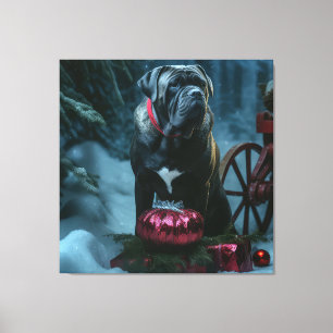 Toile Décor de Noël Cane Corso Snowy Sleigh
