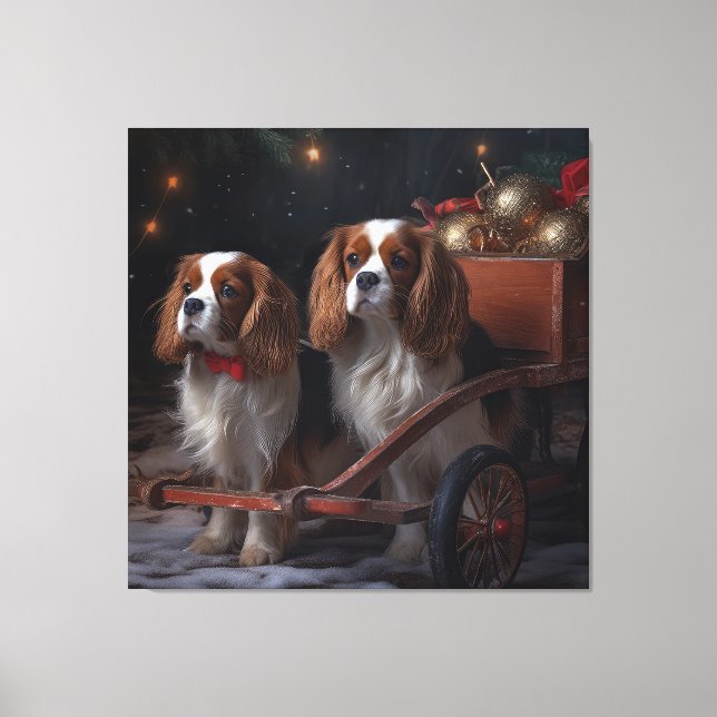 Toile Décor de Noël Cavalier King enneigé  (Recto)
