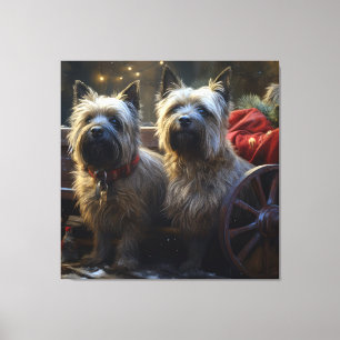 Toile Décor de Noël de Cairn Terrier Snowy Sleigh