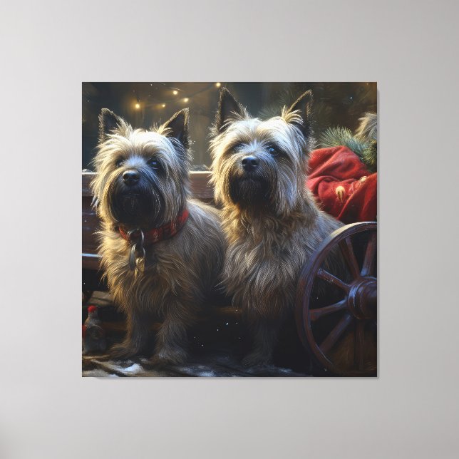 Toile Décor de Noël de Cairn Terrier Snowy Sleigh (Recto)