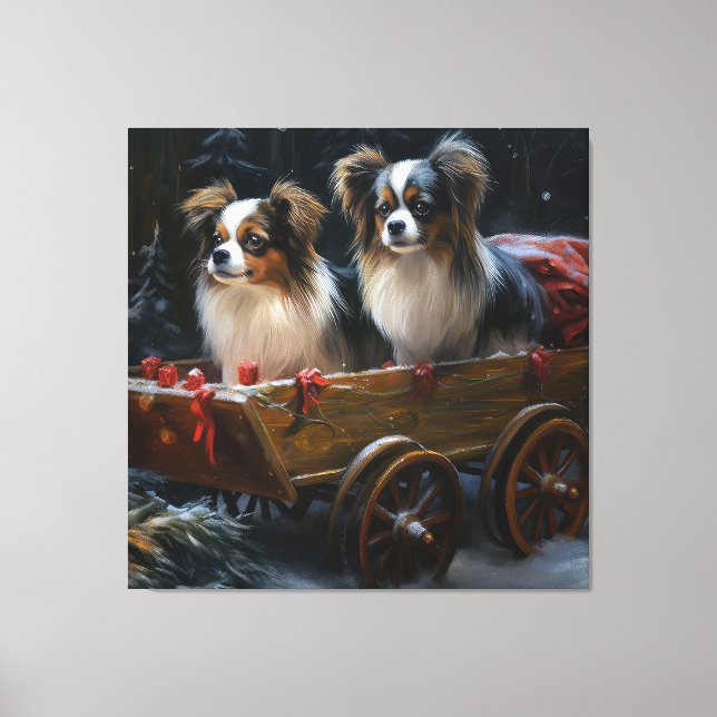 Toile Décor de Noël Papillon Snowy Sleigh (Recto)
