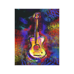 Toile décor de peinture d'art de guitare de couleur