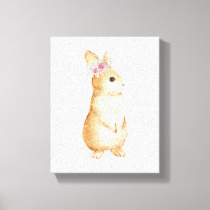 Toile Décor de pépinière de fleurs de lapin mignon 