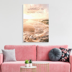 Toile Décor photo Sunrise au-dessus de la plage avec cit
