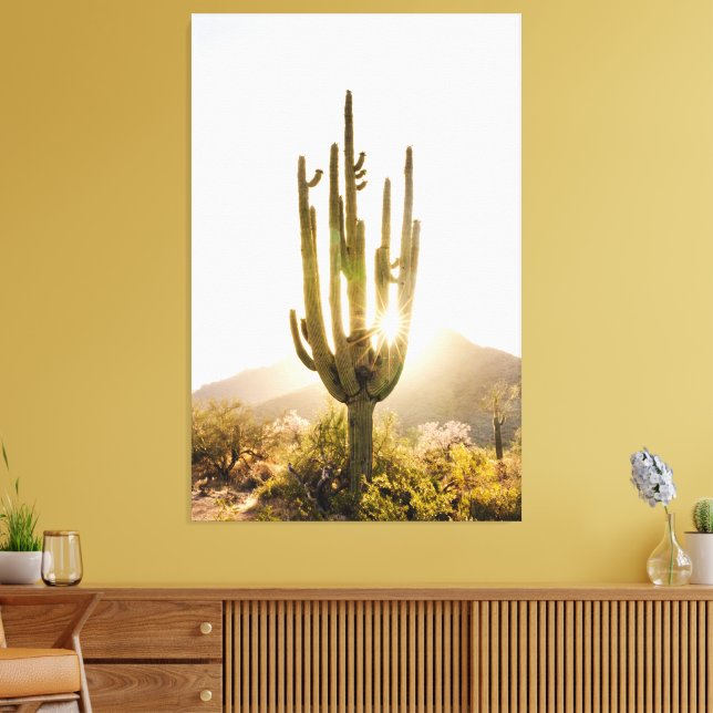 Toile Décor photographique du désert avec Cactus (Insitu(Salon))