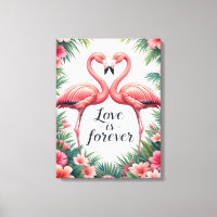 Décor Tropical Amour Flamant Rose
