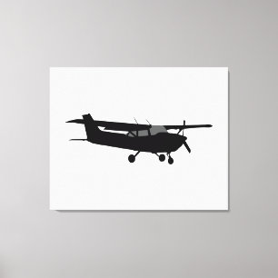 Toile Décor volant en silhouette noire Cessna de l'aéron