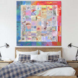 Toile Décoration de Maison Géométrique en Patchwork Trad