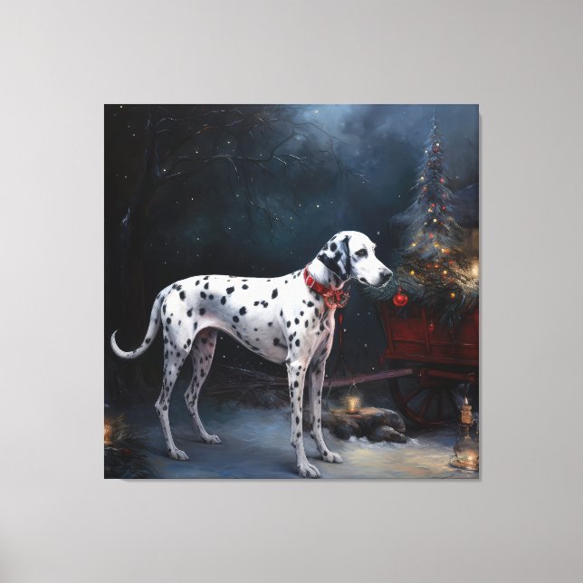 Toile Décoration de Noël Dalmatien enneigé pour traîneau (Recto)
