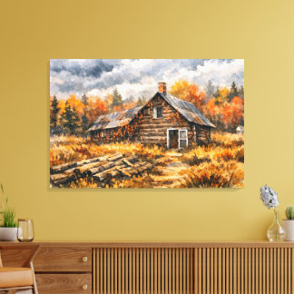 Toile Décoration murale de cabane d'automne confortable