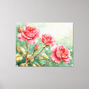 Toile Décoration Murale de Roses Rouges en Fleurs avec G