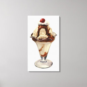 Toile Décors de sundaes de glace au chocolat chaud vinta
