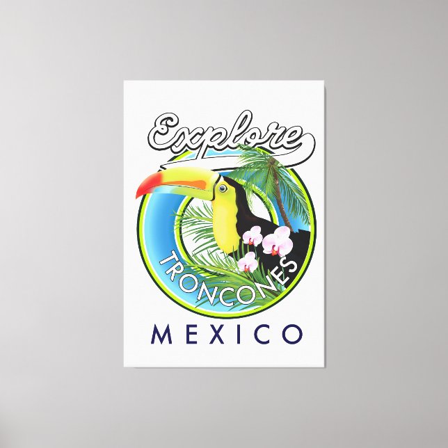 Toile Découvrez le logo rétro de Troncones Mexique (Recto)