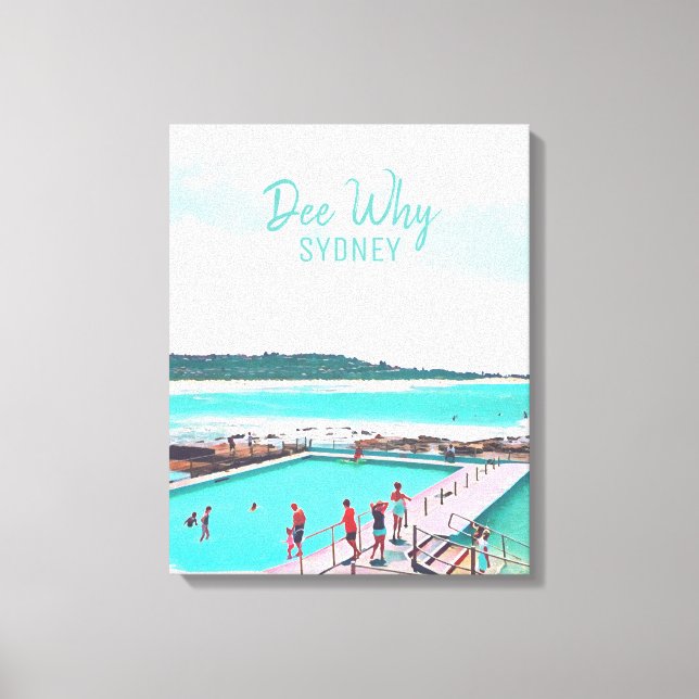 Toile Dee Why Sydney beach Northern Beaches Voyage rétro (Recto)