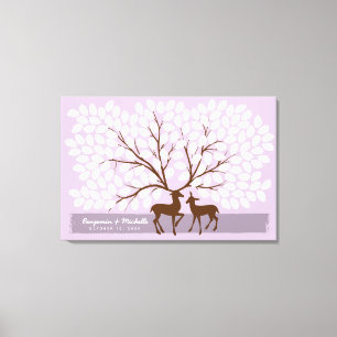 Toile Deer Heart Guest Book Canvas - 150 Signatures