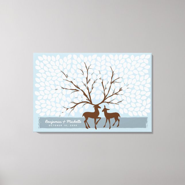 Toile Deer Heart Guest Book Canvas - 250 Espaces (Recto)