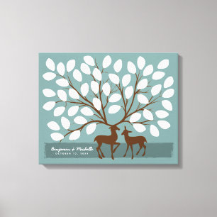 Toile Deer Heart Guest Book Canvas - 50 Signatures