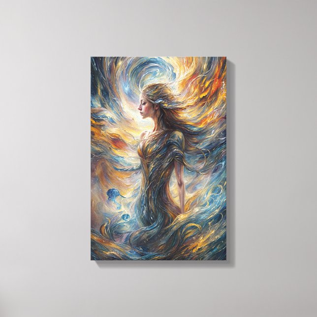Toile Déesse cosmique éthérique Portrait Abstrait Art (Recto)