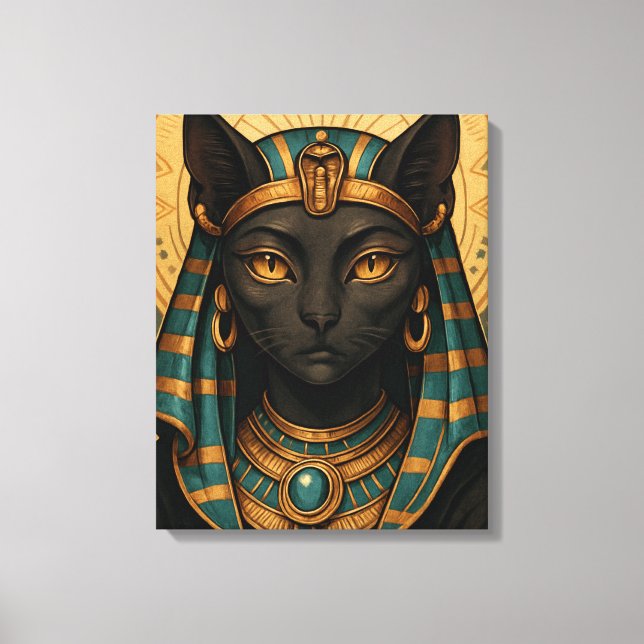 Toile Déesse de chat égyptienne d'or | Bastet Divine (Recto)